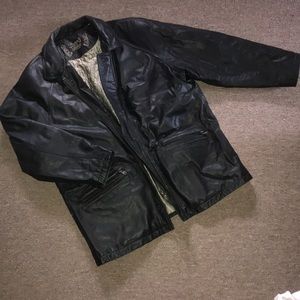 Vintage Rover & Lakes Black Leather coat